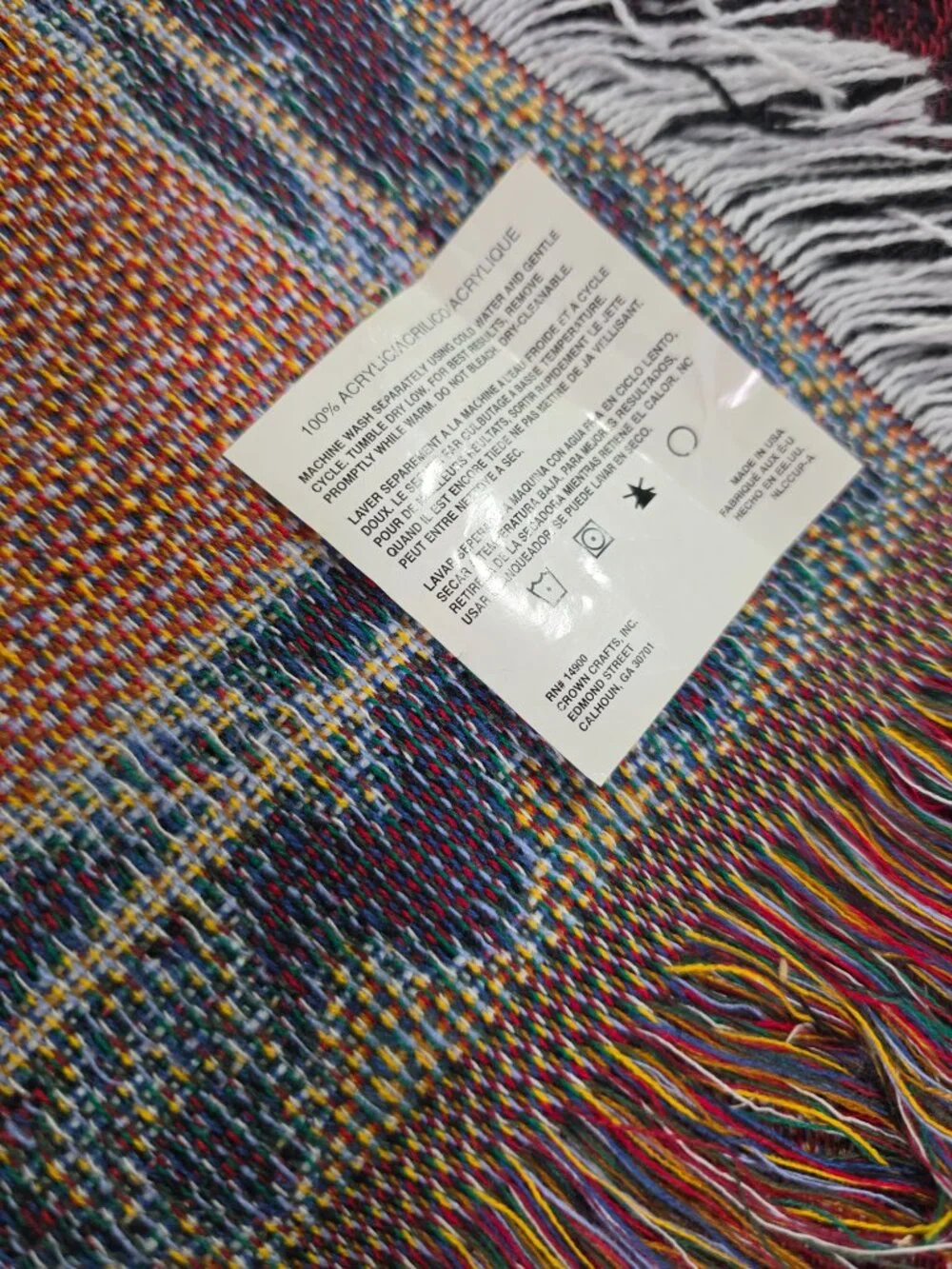 Vintage Nativity Holy Family Woven Tapestry Throw Blanket Made in USA